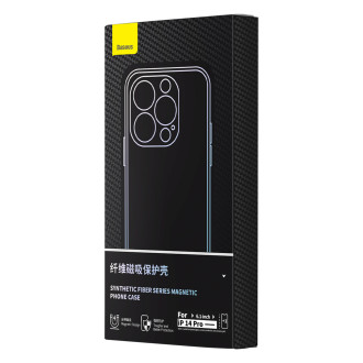 Obrněné pouzdro pro iPhone 14 Pro Max kompatibilní s tvrzeným sklem MagSafe Baseus Synthetic Fiber - černé