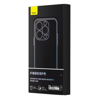 Obrněné pouzdro pro iPhone 14 Pro kompatibilní s tvrzeným sklem MagSafe Baseus Synthetic Fiber - černé