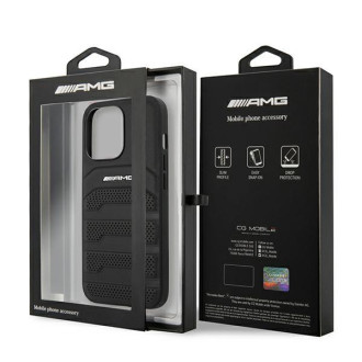 AMG AMHCP13LGSEBK iPhone 13 Pro / 13 6,1" czarny/black hardcase Leather Debossed Lines