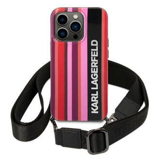 Karl Lagerfeld KLHCP14XSTSTP iPhone 14 Pro Max 6.7 &quot;hardcase pink / pink Color Stripes Strap