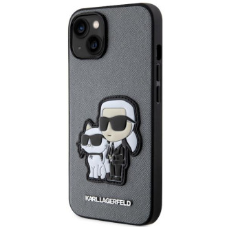 Karl Lagerfeld KLHCP14SSANKCPG iPhone 14 6,1&quot; pevný obal stříbrný/stříbrný Saffiano Karl &amp; Choupette
