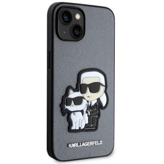 Karl Lagerfeld KLHCP14SSANKCPG iPhone 14 6,1&quot; pevný obal stříbrný/stříbrný Saffiano Karl &amp; Choupette