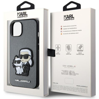 Karl Lagerfeld KLHCP14SSANKCPG iPhone 14 6,1&quot; pevný obal stříbrný/stříbrný Saffiano Karl &amp; Choupette