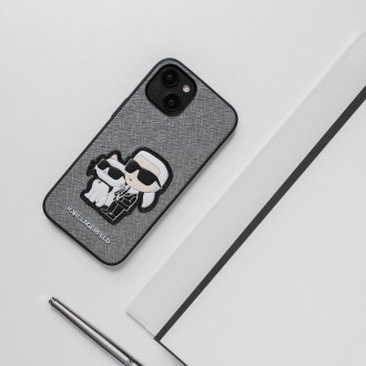 Karl Lagerfeld KLHCP14SSANKCPG iPhone 14 6,1&quot; pevný obal stříbrný/stříbrný Saffiano Karl &amp; Choupette