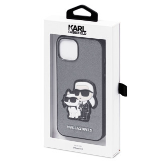 Karl Lagerfeld KLHCP14SSANKCPG iPhone 14 6,1&quot; pevný obal stříbrný/stříbrný Saffiano Karl &amp; Choupette