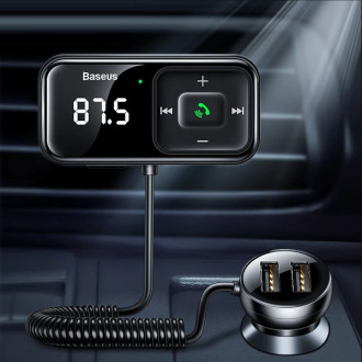 Bezdrátový Bluetooth FM vysílač s nabíječkou Baseus S-16 (Overseas edition) - černý