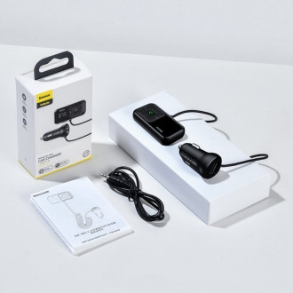 Bezdrátový Bluetooth FM vysílač s nabíječkou Baseus S-16 (Overseas edition) - černý