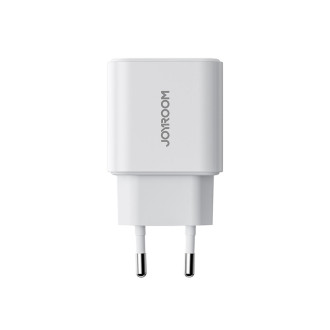 Joyroom JR-TCF05 20W USB-C / USB-A Rychlá dvouportová nástěnná nabíječka – bílá + USB-C – Lightning 1m