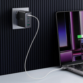 Rychlonabíječka GaN 140W 3 x USB-C / USB-A Joyroom JR-TCG05EU - černá + USB-C kabel - USB-C 240W 1,2m