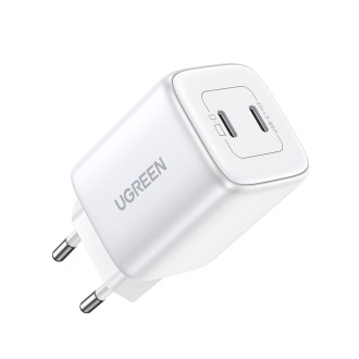 Rychlonabíječka GaN 2 x USB-C 45W QC PD Ugreen CD294 - bílá