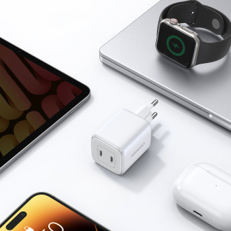 Rychlonabíječka GaN 2 x USB-C 45W QC PD Ugreen CD294 - bílá