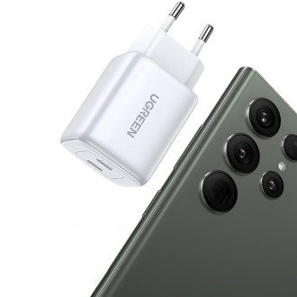 Rychlonabíječka GaN 2 x USB-C 45W QC PD Ugreen CD294 - bílá