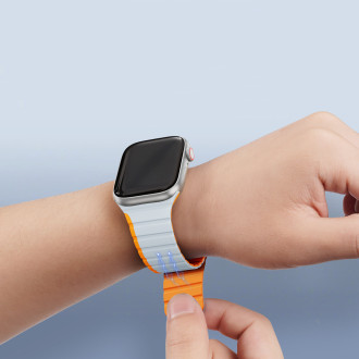 Magnetický řemínek pro Apple Watch SE, 8, 7, 6, 5, 4, 3, 2, 1 (41, 40, 38 mm) Dux Ducis řemínek (verze LD) – šedooranžový