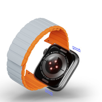 Magnetický řemínek pro Apple Watch SE, 8, 7, 6, 5, 4, 3, 2, 1 (41, 40, 38 mm) Dux Ducis řemínek (verze LD) – šedooranžový