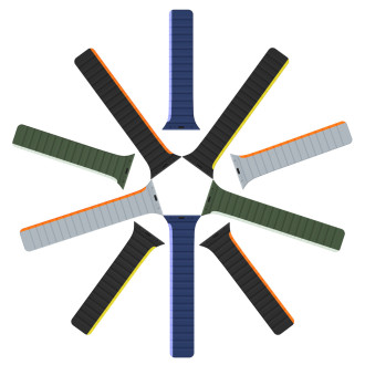 Magnetický řemínek Apple Watch SE, 8, 7, 6, 5, 4, 3, 2, 1 (41, 40, 38 mm) Dux Ducis řemínek (verze LD) – černý a oranžový