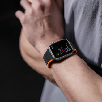 Magnetický řemínek Apple Watch SE, 8, 7, 6, 5, 4, 3, 2, 1 (41, 40, 38 mm) Dux Ducis řemínek (verze LD) – černý a oranžový