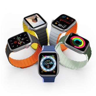 Magnetický řemínek Apple Watch SE, 8, 7, 6, 5, 4, 3, 2, 1 (41, 40, 38 mm) Dux Ducis řemínek (verze LD) – černý/žlutý