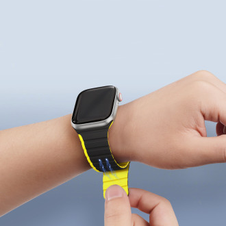 Magnetický řemínek Apple Watch SE, 8, 7, 6, 5, 4, 3, 2, 1 (41, 40, 38 mm) Dux Ducis řemínek (verze LD) – černý/žlutý