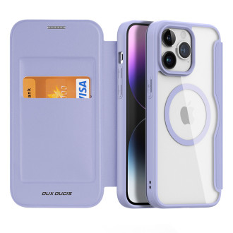 iPhone 15 Pro Max Magnetic MagSafe Flip Case Dux Ducis Skin X Pro – fialové