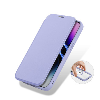 iPhone 15 Pro Max Magnetic MagSafe Flip Case Dux Ducis Skin X Pro – fialové
