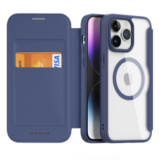 iPhone 15 Pro Magnetické MagSafe Flip Case Dux Ducis Skin X Pro – modré