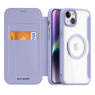 Dux Ducis Skin X Pro Magnetic Flip MagSafe Case iPhone 15 Plus – fialové
