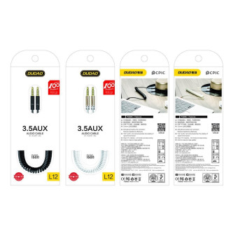 Dudao dlouhý flexibilní kabel AUX mini jack 3,5mm pružina 150cm bílá (L12 bílá)