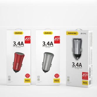 Dudao 3,4A smart car charger 2x USB silver (R6S silver)