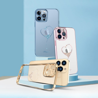 Pouzdro Kingxbar Wish Series zdobené krystaly iPhone 13 Pro modré