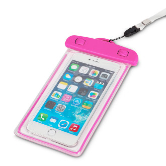PVC voděodolné pouzdro na telefon se šňůrkou - růžové