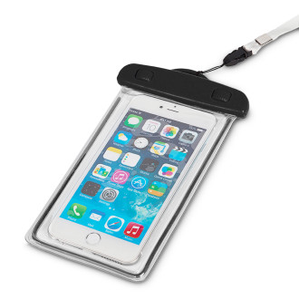 PVC voděodolné pouzdro na telefon se šňůrkou - černé