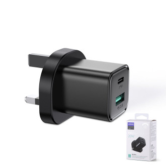 [RETURNED ITEM] Joyroom Fast UK Wall Charger USB Type C + USB 20W PD QC3.0 Black (L-QP207)