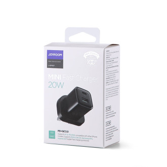 [RETURNED ITEM] Joyroom Fast UK Wall Charger USB Type C + USB 20W PD QC3.0 Black (L-QP207)