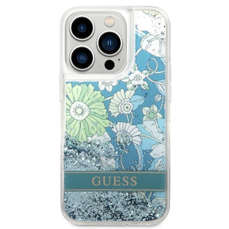 Guess GUHCP14LLFLSN iPhone 14 Pro 6.1&quot; green/green hardcase Flower Liquid Glitter