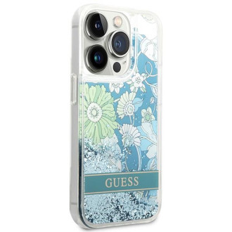 Guess GUHCP14LLFLSN iPhone 14 Pro 6.1&quot; green/green hardcase Flower Liquid Glitter
