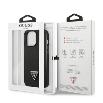 Guess GUHCP14LPSATLK iPhone 14 Pro 6,1&quot; černo/černé pevné pouzdro SaffianoTriangle Logo