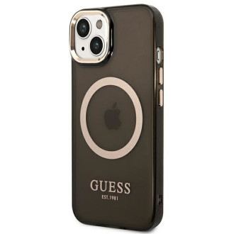 Guess GUHMP14SHTCMK iPhone 14 6,1&quot; černo/černé pevné pouzdro Gold Outline Translucent MagSafe