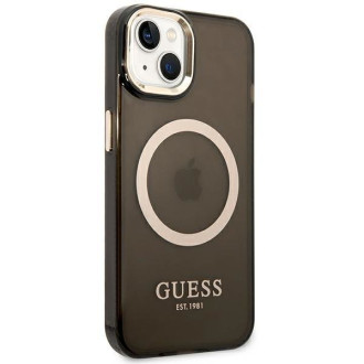 Guess GUHMP14SHTCMK iPhone 14 6,1&quot; černo/černé pevné pouzdro Gold Outline Translucent MagSafe