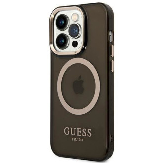 Guess GUHMP14XHTCMK iPhone 14 Pro Max 6,7&quot; černo/černé pevné pouzdro Gold Outline Translucent MagSafe