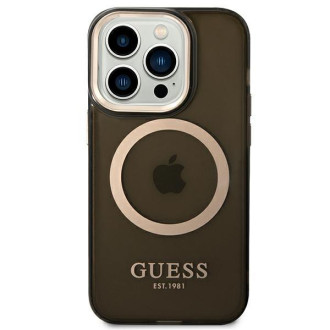 Guess GUHMP14XHTCMK iPhone 14 Pro Max 6,7&quot; černo/černé pevné pouzdro Gold Outline Translucent MagSafe