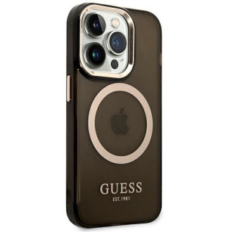 Guess GUHMP14XHTCMK iPhone 14 Pro Max 6,7&quot; černo/černé pevné pouzdro Gold Outline Translucent MagSafe