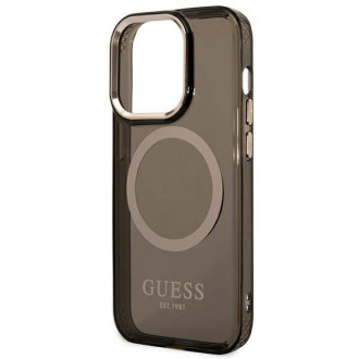 Guess GUHMP14XHTCMK iPhone 14 Pro Max 6,7&quot; černo/černé pevné pouzdro Gold Outline Translucent MagSafe