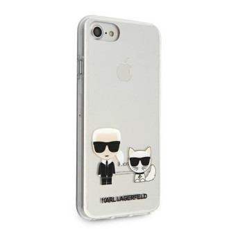 Karl Lagerfeld KLHCI8CKTR pevný obal na iPhone 7/8/SE 2020 / SE 2022 Transparent Karl &amp; Choupette