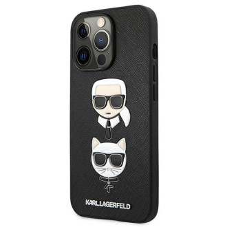 Karl Lagerfeld KLHCP13XSAKICKCBK iPhone 13 Pro Max 6,7&quot; černý/černý pevný obal Saffiano Karl &amp; Choupette