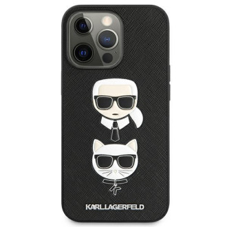 Karl Lagerfeld KLHCP13XSAKICKCBK iPhone 13 Pro Max 6,7&quot; černý/černý pevný obal Saffiano Karl &amp; Choupette