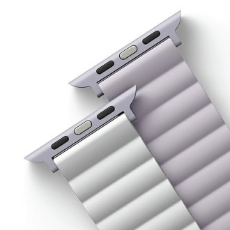 UNIQ pasek Revix Apple Watch Series 4/5/6/7/8/SE/SE2/Ultra 42/44/45mm. Reversible Magnetic lilak-biały/lilac-white
