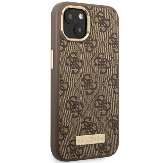 Guess GUHMP14MU4GPRW iPhone 14 Plus 6,7&quot; hnědé/hnědé pevné pouzdro 4G Logo Plate MagSafe
