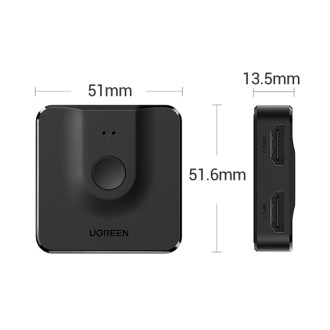 Ugreen přepínač Rozbočovač HDMI - 2x HDMI 4K 60Hz černý (CM217)