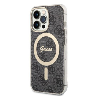 Set Guess GUBPP13LH4EACSK Case+ Charger iPhone 13 Pro černo/černé pevné pouzdro 4G Print MagSafe