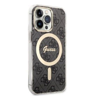 Set Guess GUBPP13LH4EACSK Case+ Charger iPhone 13 Pro černo/černé pevné pouzdro 4G Print MagSafe